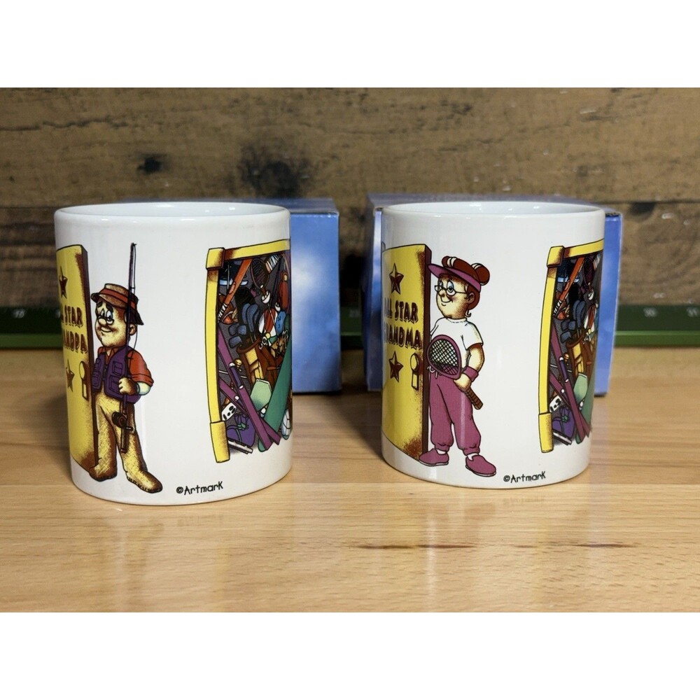 🔥2 All Star Grandpa Coffee Mug (Artmark) - Grandpa Gift Grandma Tea Sport Xmas
